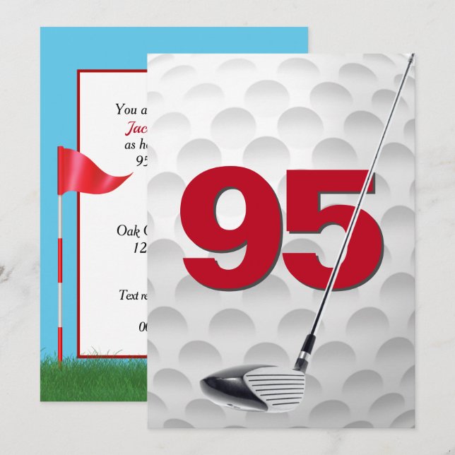 Invitation 95e Anniversaire de la fête de golf Thème (Devant / Derrière)
