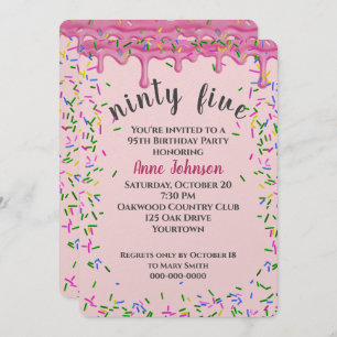 Invitation 95e Anniversaire Pink Icing Et Sprinkles