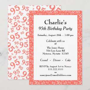 Invitation 95e anniversaire Random Numéro Motif Coral/Blanc
