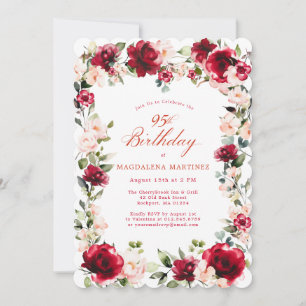 Invitation 95e anniversaire Rose rose rose rose rose rose ros