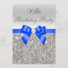 95e anniversaire Séquin d'argent Royal Blue Bow Di