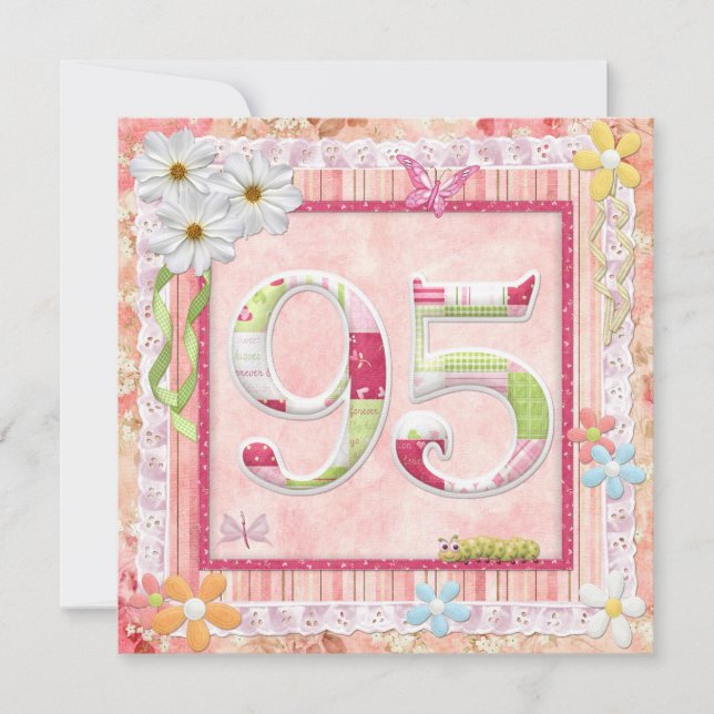 Invitation 95e anniversaire style scrapbooking (Devant)