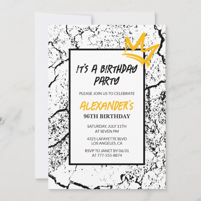 Invitation 96e anniversaire Hommes Graffiti (Devant)