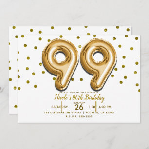 Invitation 99 ballons d'or et quatre-vingt-dix-neuvième fête