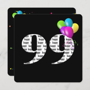 Invitation 99e fête d'anniversaire avec bouquet de ballons