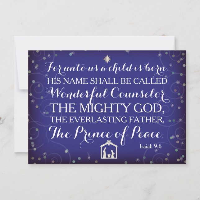 Invitation 9:6 d'Isaïe pour à nous un enfant est né (Devant)