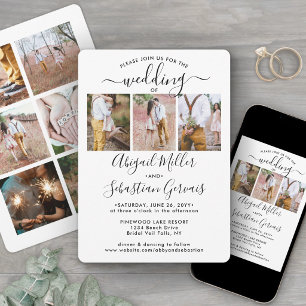 Invitation 9 Collage Photo Calligraphie Moderne Élégante Mari