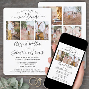 Invitation 9 Photo Collage Élégant Mariage de calligraphie mo