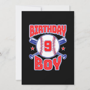 Invitation 9e Anniversaire Baseball Grand Nombre Neuf 9 Anniv