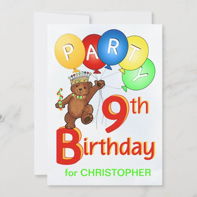 Invitation 9e anniversaire de la Royal Teddy Bear (Devant)