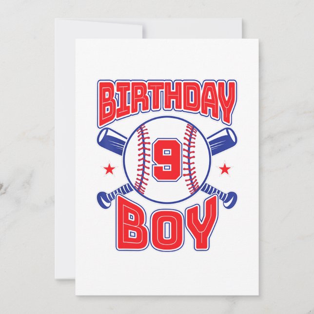 Invitation 9e anniversaire de l'appelant Grand Nombre Neuf (Devant)