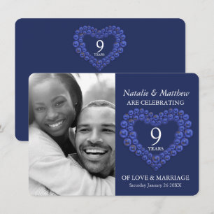 Invitation 9e anniversaire de mariage photo bleu de Lapis Laz