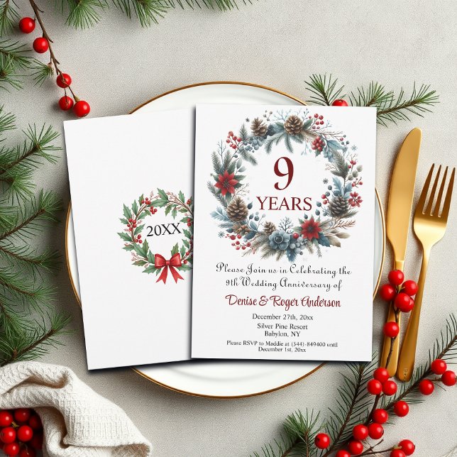 Invitation 9e anniversaire du Mariage hiver (Créateur téléchargé)