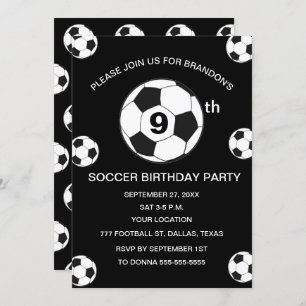 Invitation 9e Anniversaire Fête Football Black Boys Sports