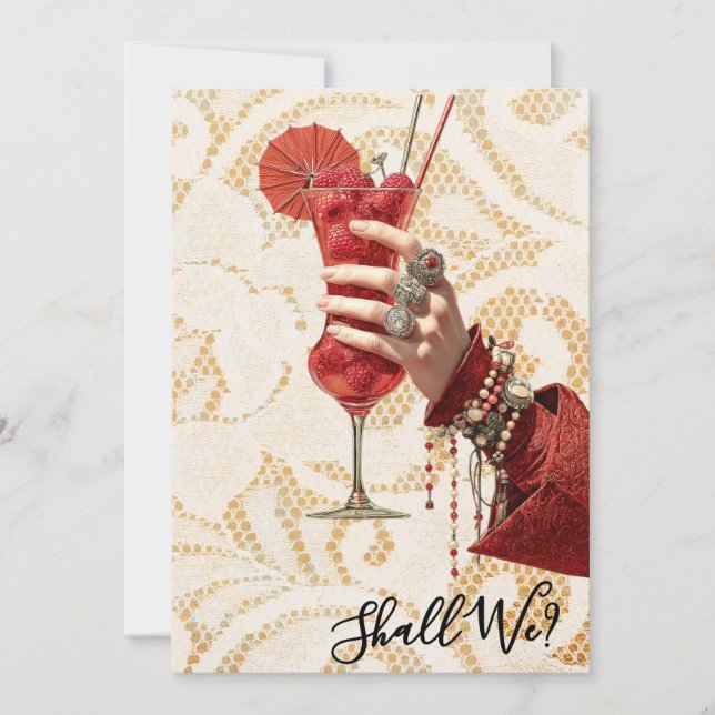 Invitation *~* A101 Orné Cocktail PHOTO 4 EVEILLETTE DE FILLE (Devant)