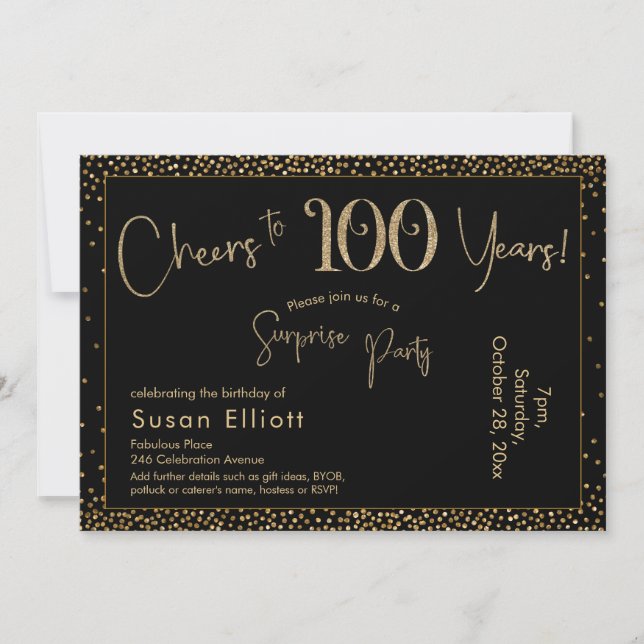 Invitation À 100 ans, félicitations Anniversaire surprise Noi (Devant)