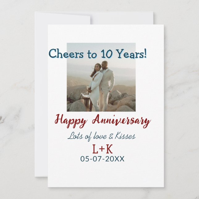 Invitation À 10 ans de mariage joyeux anniversaire ajoutez un (Devant)