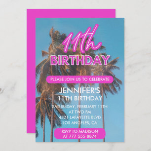 Invitation à 11e anniversaire Summer Pink Palm tre