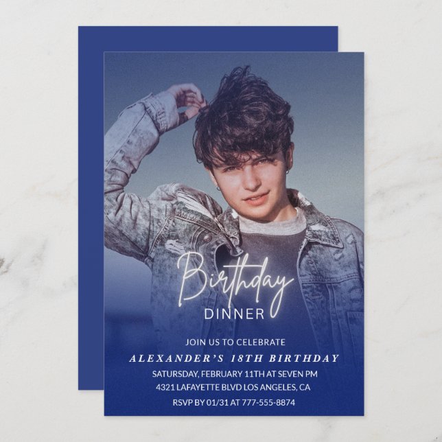 Invitation à 18e anniversaire Anniversaire Dîner P (Devant / Derrière)