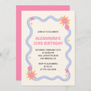 Invitation à 22e anniversaire Fleurs roses Super r