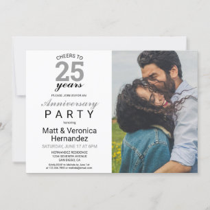 Invitation À 25 Ans d'Anniversaire Argent Anniversaire 25 Ans