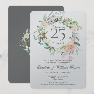 Invitation À 25 ans de mariage, anniversaire de mariage argen