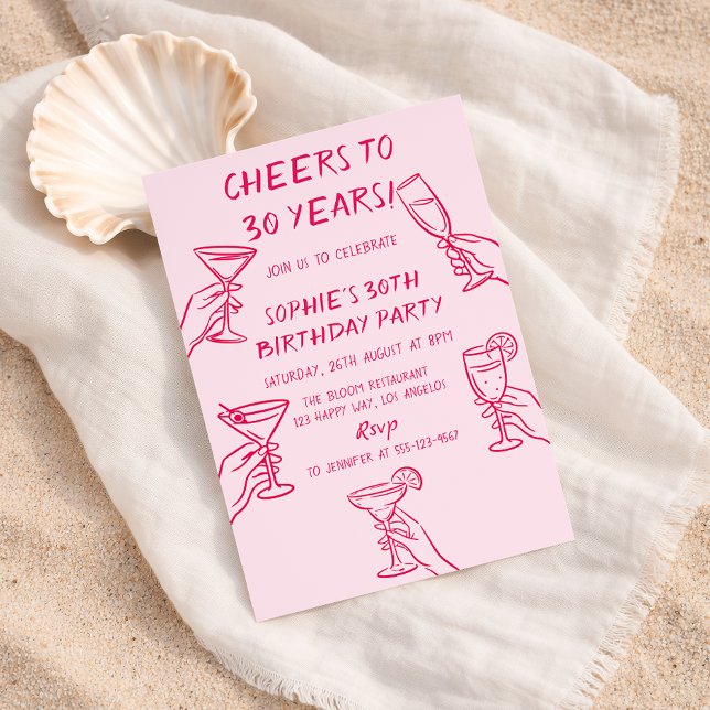 Invitation À 30 Ans, Santé ! Cocktail d'anniversaire 30 ans (Créateur téléchargé)