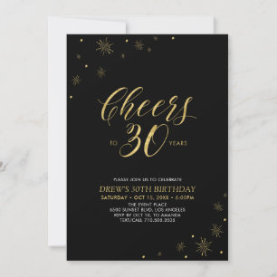 Invitation À 30   Gold & Black 30th Birthday Party