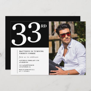 Invitation à 33e anniversaire Photo Black White Me