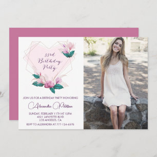 Invitation à 33e anniversaire Photo Elegant Flower