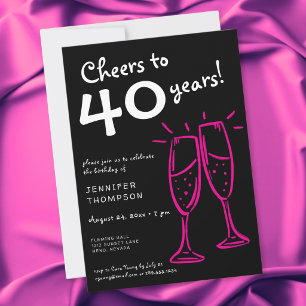 Invitation À 40 ans, champagne rosé d'anniversaire
