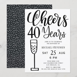 Invitation À 40 ans, joyeux anniversaire en noir et blanc
