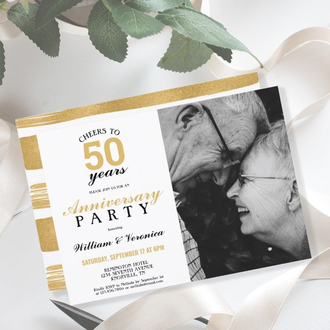 Invitation À 50 ans de mariage | Anniversaire de mariage Or (Créateur téléchargé)