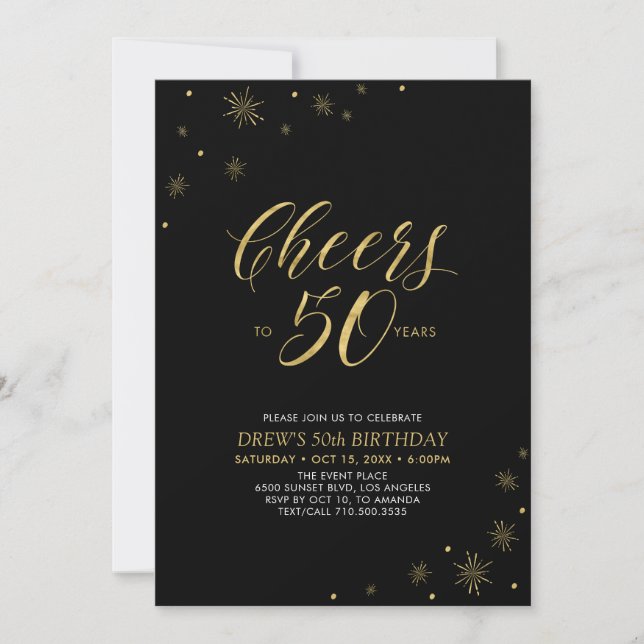 Invitation À 50 ans, félicitations | Fête d'anniversaire 50 a (Devant)