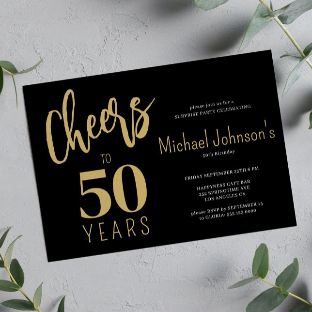 Invitation À 50 ans or noir moderne 50e anniversaire (Créateur téléchargé)