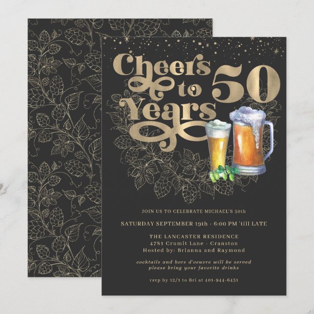 Invitation À 50 ans, quelle fête ! | Fête d'anniversaire pour (Devant / Derrière)