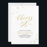 Invitation À 50 | Gold Modern 50th Birthday Party<br><div class="desc">Fêtons votre journée spéciale avec cette élégante invitation à la fête du 50e anniversaire. Ce design présente une typographie or chic "Cheers to 50 years" et des éléments or avec un arrière - plan blanc. Vous pouvez customiser le texte et la couleur arrière - plan. D'autres articles de fête correspondants...</div>