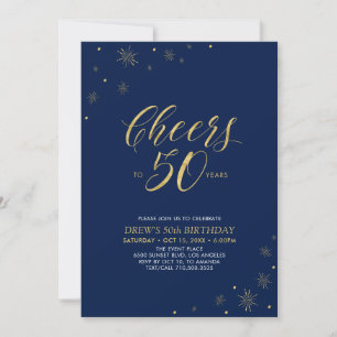 Invitation À 50   Gold & Navy 50th Birthday Party