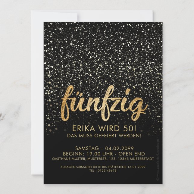 Invitation à 50e anniversaire, décoration de fête (Devant)