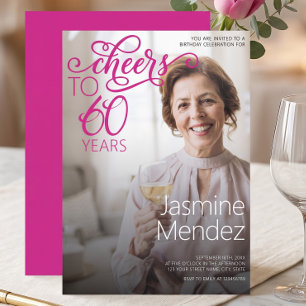 Invitation À 60 Ans de Bonheur Photo Overlay Fête d'Anniversa