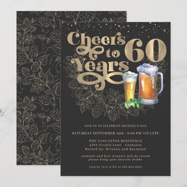 Invitation À 60 ans, félicitations | Fête d'anniversaire pour (Devant / Derrière)