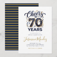 À 70 ans Élégant Or Bleu Anniversaire 