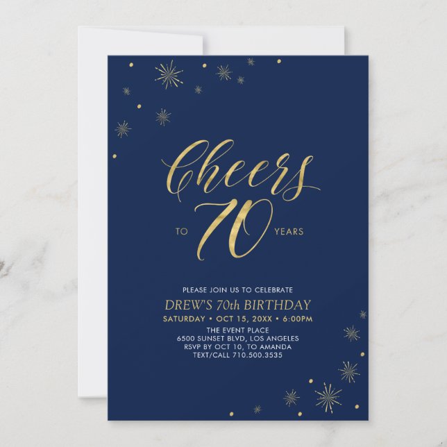 Invitation À 70 ans, félicitations | Fête d'anniversaire de 7 (Devant)