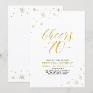 Invitation À 70   Gold & White 70th Birthday Party