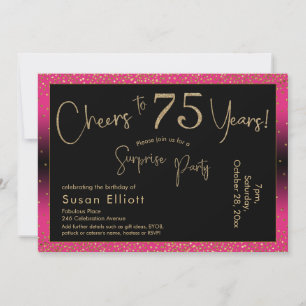 Invitation À 75 ans, joyeux anniversaire surprise, rose profo