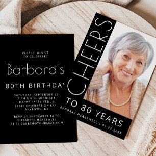 Invitation À 80 ans, bonne fête en photo typographie