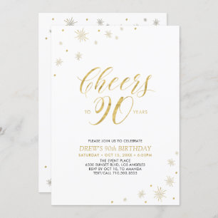 Invitation À 90   Gold & White 90th Birthday Party