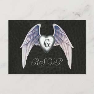 Invitation à ailes par cuir de chrome et de coeur