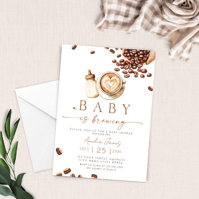 Invitation A Baby is Brewing Coffee Bean Baby Shower (Créateur téléchargé)