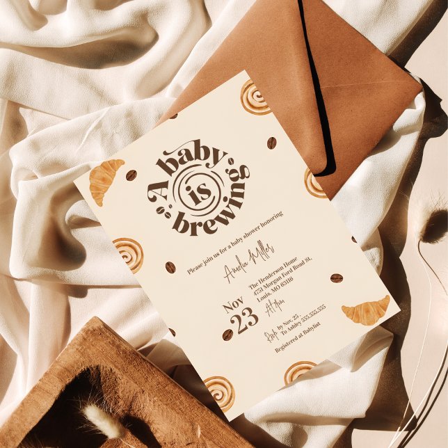 Invitation A Baby is Brewing | Coffee & Pastry Baby Shower (Créateur téléchargé)